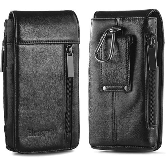 Genuine Leather Cell Phone Holster Fits for iPhone 15Pro Max 14Pro Max 13Pro Max - Picture 7 of 7